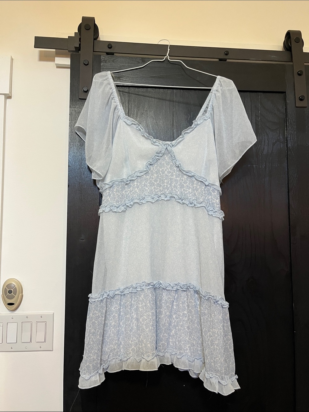 Light Blue Ruffle Floral Tiered Mini Dress Ultra Flirt XXL